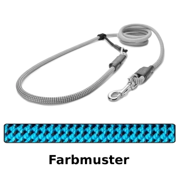 EASYLONG Hundeleine - M - 2m - blau mit schwarzen Punkten
